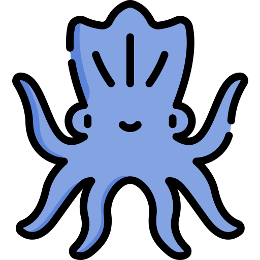 kraken Kawaii Lineal color icoon