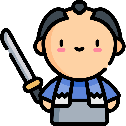 Samurai Kawaii Lineal color icono