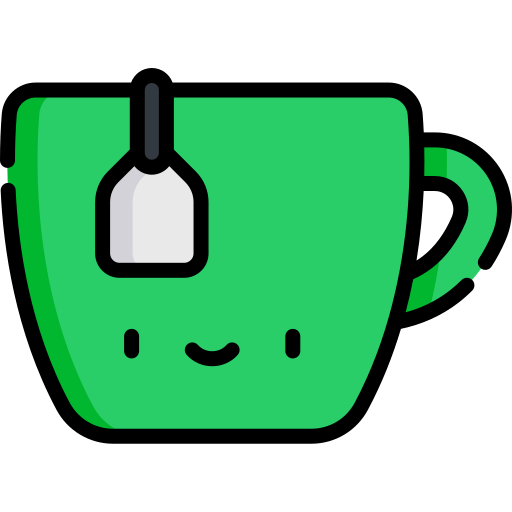 tè verde Kawaii Lineal color icona