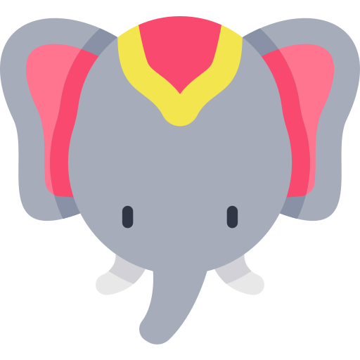 słoń Kawaii Flat ikona