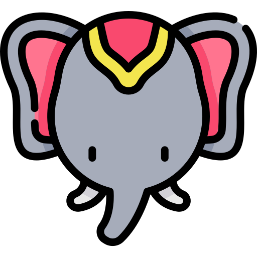elefante Kawaii Lineal color icona