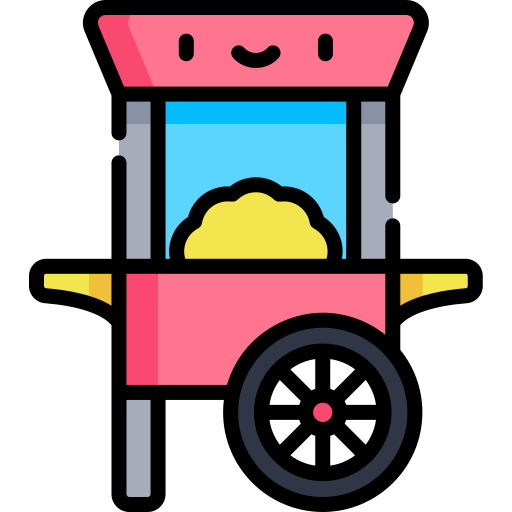 Carro de palomitas Kawaii Lineal color icono