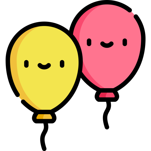 Globos Kawaii Lineal color icono