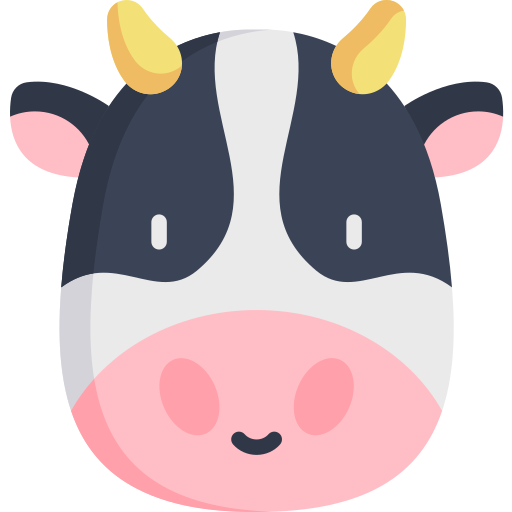 Vaca Kawaii Flat icono