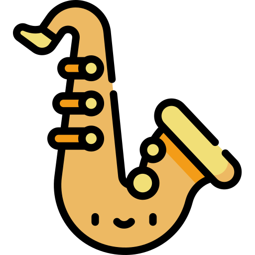 saxofoon Kawaii Lineal color icoon