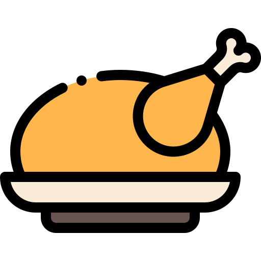 Roast chicken Detailed Rounded Lineal color icon