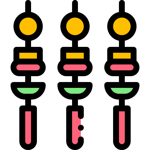 Skewers Detailed Rounded Lineal color icon