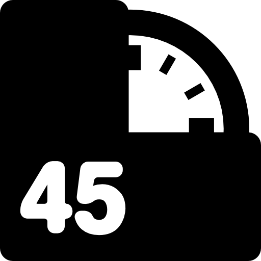 45 minutes on clock  icon