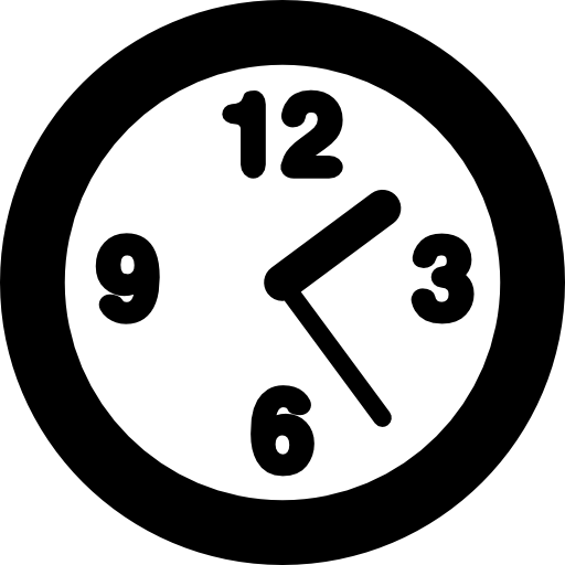 Round clock with numbers  icon