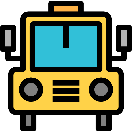 학교 버스 Detailed Straight Lineal color icon