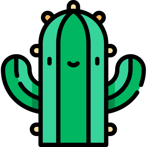 Cactus Kawaii Lineal color icono