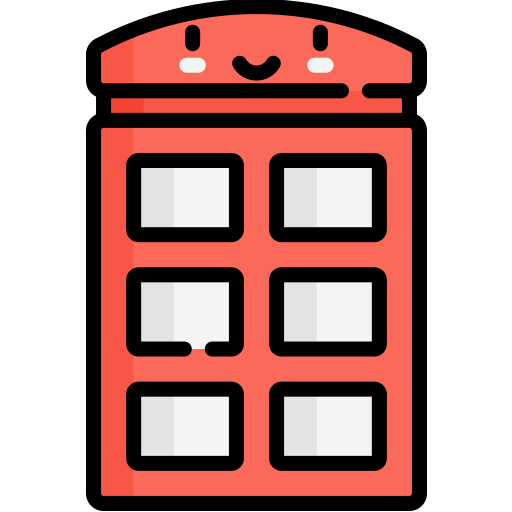 cabina telefonica Kawaii Lineal color icona