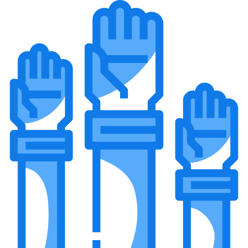 hand hoch Justicon Blue icon