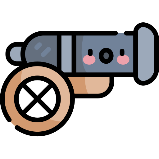 Пушка Kawaii Lineal color иконка