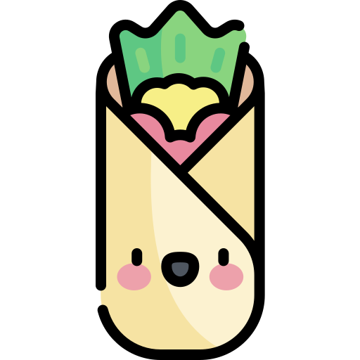 Burrito Kawaii Lineal color icono