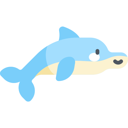 Delfín Kawaii Flat icono