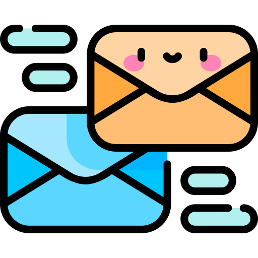 Mensajes de correo electrónico Kawaii Lineal color icono