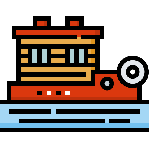 Houseboat Detailed Straight Lineal color icon