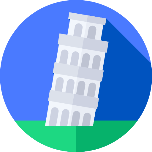 Leaning tower of pisa Flat Circular Flat icon