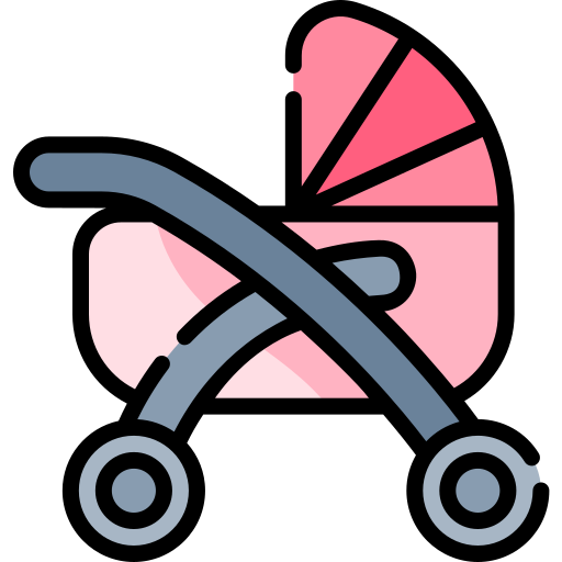 poussette de bébé Kawaii Lineal color Icône