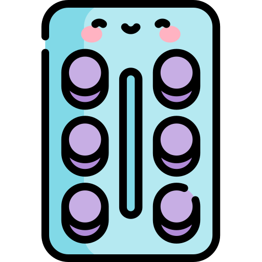 anticonceptiepillen Kawaii Lineal color icoon