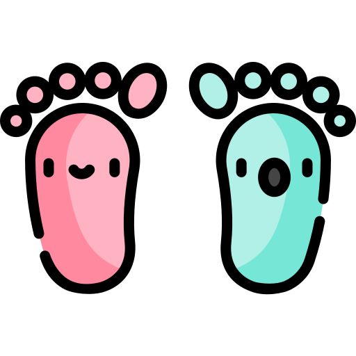 voetafdrukken Kawaii Lineal color icoon