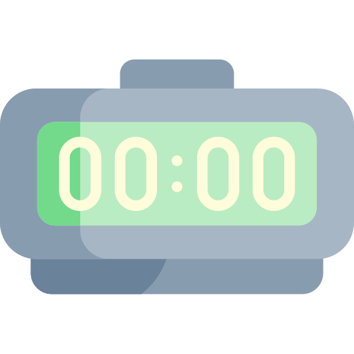 reloj despertador digital Kawaii Flat icono