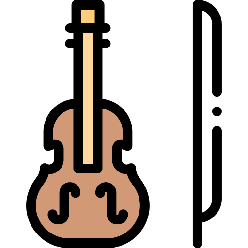Violin Detailed Rounded Lineal color icon