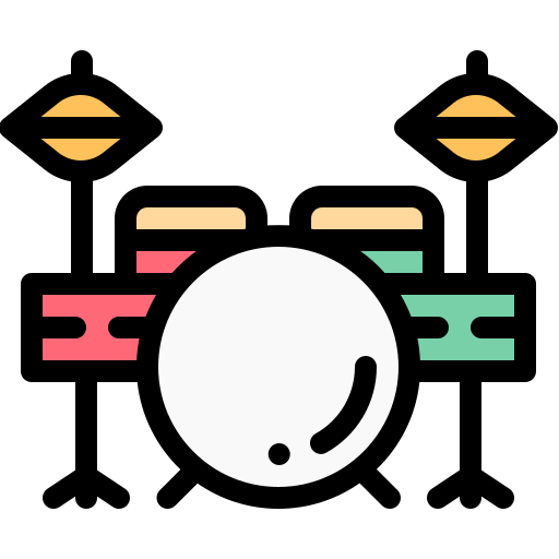 드럼 세트 Detailed Rounded Lineal color icon