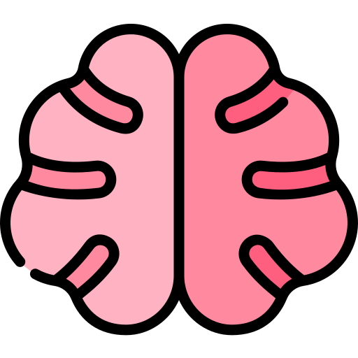 Cérebro Kawaii Lineal color Ícone