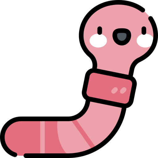 worm Kawaii Lineal color icoon