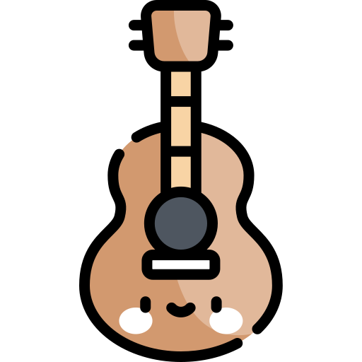 Guitarra Kawaii Lineal color icono