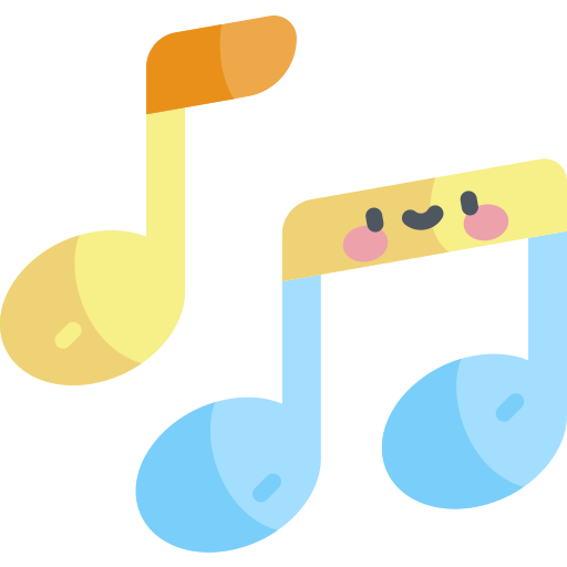 Notas musicales Kawaii Flat icono