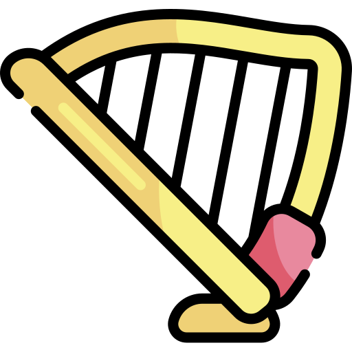 harfa Kawaii Lineal color ikona