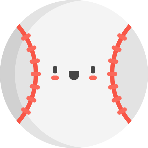 Pelota de béisbol Kawaii Flat icono