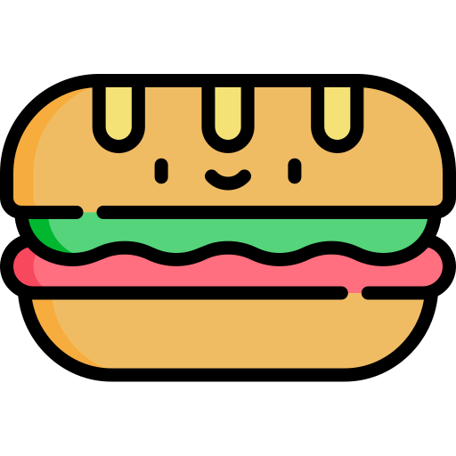 Sandwich Kawaii Lineal color icono