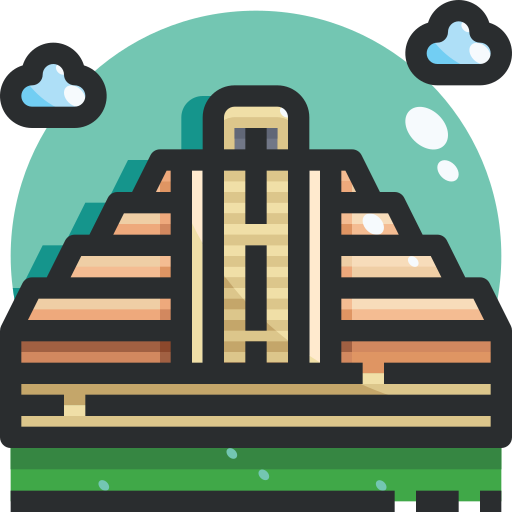 Mayan pyramid Justicon Lineal Color icon