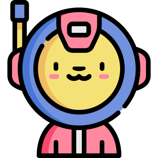 Astronauta Kawaii Lineal color icono