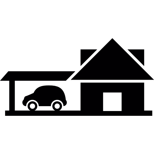 duży dom z garażem samochodowym  ikona