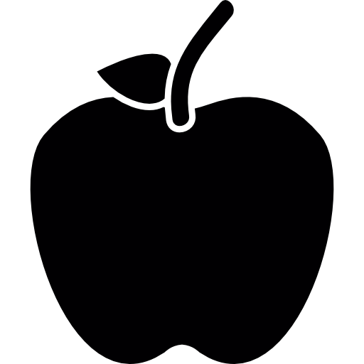 mela con gambo e foglia  icona