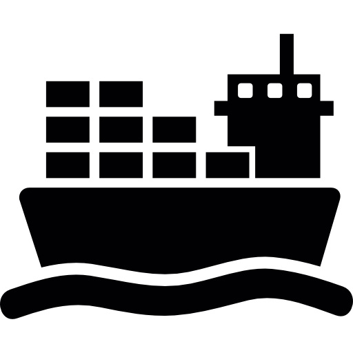 Ship with cargo on sea  icon