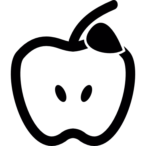 manzana cortada por la mitad con semillas visibles  icono