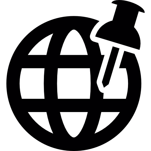 Push pin on a world grid  icon
