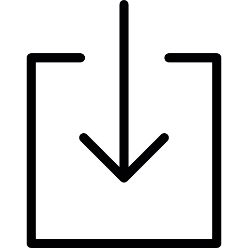 freccia giù all'interno di un quadrato  icona