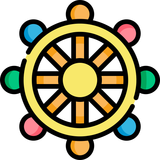 Roda do dharma Kawaii Lineal color Ícone