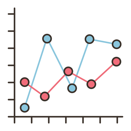 wykres liniowy Flaticons Lineal Color ikona