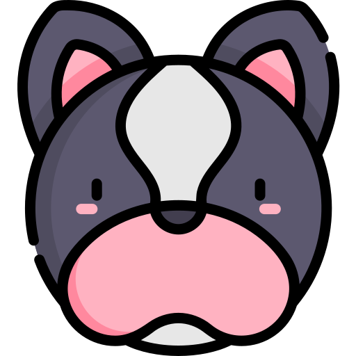 franse bulldog Kawaii Lineal color icoon
