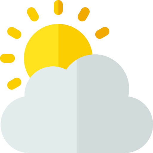 wolken en zon Basic Rounded Flat icoon
