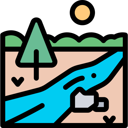River Detailed Rounded Lineal color icon