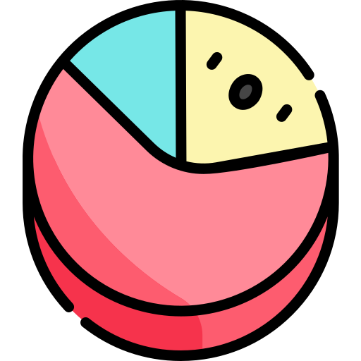cirkeldiagram Kawaii Lineal color icoon